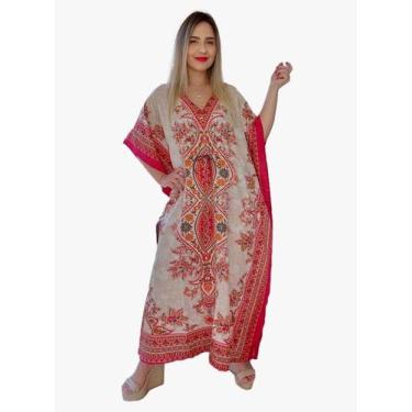 Imagem de Vestido Kaftan Indiano Longo Estampado Plus Size - Cod. 1630 - Aléci F