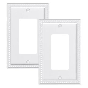 Imagem de TREEWELL Pacote com 2 placas de cobertura decorativa, placas decorativas para interruptores e tampas de tomada, policarbonato inquebrável durável, placas de parede brancas puras para tomadas elétricas