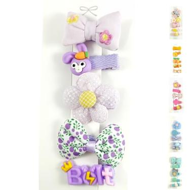 Imagem de Presilha de Cabelo Infantil, Prendedor de Cabelo Infantil. DT1417 com 5 Presilhas. São Perfeitos para Deixar o Penteado das Crianças Ainda Mais Divertidos e Coloridos. (Lilás)