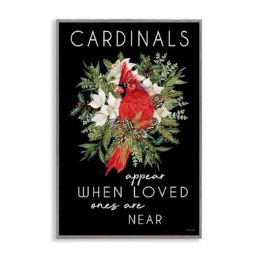 Imagem de Stupell Industries Cardinals Appear Seasonal Sentiment Gray Framed Giclee Art, design por Cindy Jacobs, 18 x 12