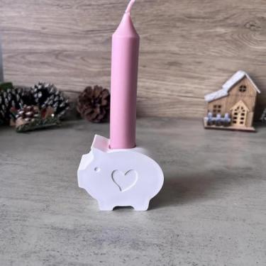 Imagem de 1 molde de silicone de Natal para castiçal Love Pig adequado para reuniões de férias e várias festas