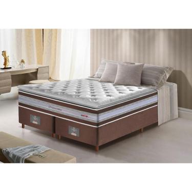 Imagem de Conjunto Cama Box King De Molas Ensacadas D33 Com Pillow Top Cama Inbox Select 193x203x71 Café
