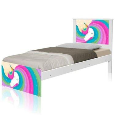 Imagem de Cama Juvenil Barcelona Unicórnio Arco íris Com Colchão