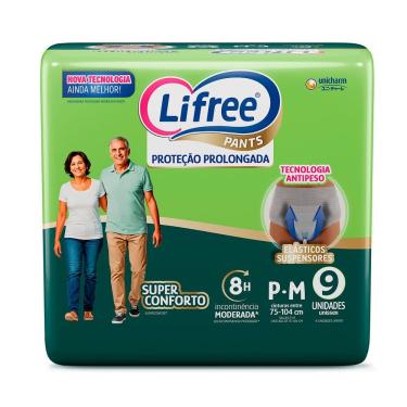 Imagem de Roupa Íntima Lifree Pants Proteção Prolongada Super Conforto Tamanho P/M Unissex 9 Unidades
