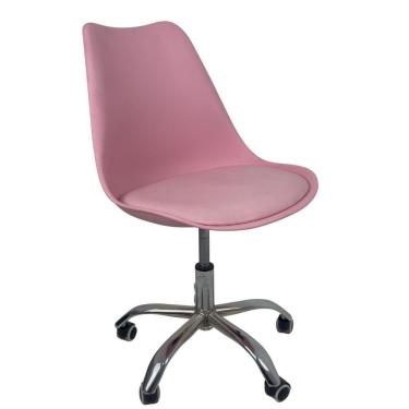 Imagem de Cadeira Office Base Cromada Com Rodizio Giratória Saarinen Rosa
