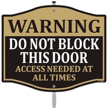 Imagem de Aviso Não bloqueie esta porta de acesso necessário em todos os momentos, sinal sem portão de estacionamento 30,5 x 25,4 cm com 71,1 cm de comprimento, estaca de garagem privada de metal com suporte