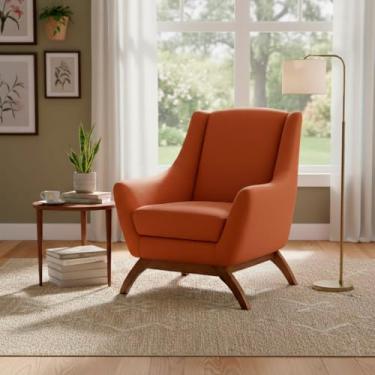 Imagem de Poltrona Dekorien Juliet Linho Linho Ferrugem Rústico Premium Alto Acabamento