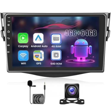 Imagem de 5G WiFi 8 núcleos 4 + 64 G rádio automotivo para Toyota RAV4 2007-2012 com DSP sem fio Carplay Android Auto, tela sensível ao toque IPS 1280P 1280P Android carro estéreo navegação GPS Bluetooth 5.0