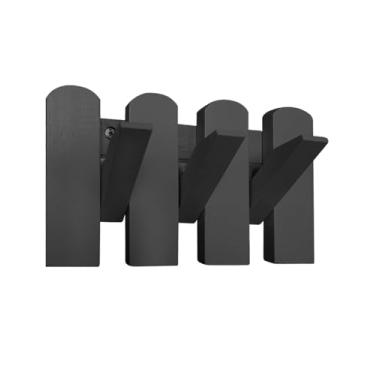 Imagem de Cabide de madeira montado na parede, preto, 3 ganchos, design moderno de piano, gancho magnético para parede, suporte de chave que economiza espaço para entrada e quarto