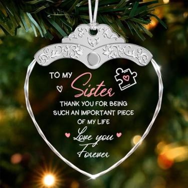 Imagem de GIFTELIX Enfeites de Natal - Presentes da irmã - para minha irmã - Presente de aniversário exclusivo para irmã - Presente de aniversário lembrança sentimental - Presente de irmã irmão