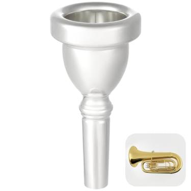 Imagem de Bocal de substituição tuba banhado a prata, bocal de instrumento de cobre para tuba, acessório ótimo para tocadores de tuba, peça de tuba de instrumento musical