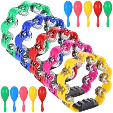 Imagem de AOKISY Conjunto de 15 peças de pandeiros de pétalas para adultos, jingles de metal, percussão manual com maracas, para bar, festa, escola, operação KTV, Natal, dança cristã, projeto de caridade