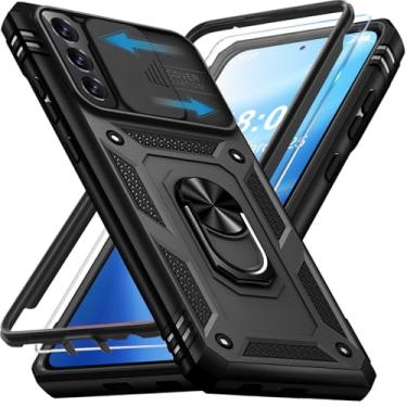 Imagem de Giyer Capa protetora para Samsung Galaxy S22 com protetor de tela, à prova de choque, à prova de quedas, resistente e resistente, suporte de anel resistente, capa protetora para Samsung S22 (preto)
