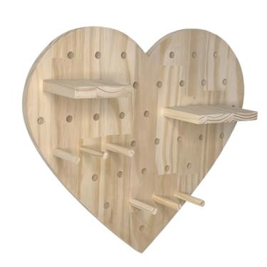 Imagem de KIAGA, Prateleira Pegboard Coração Em Madeira Pinus Com 10 Pinos, 1 Prateleira 13,5cm e 1 Prateleira 10cm Cor:PINUS NATURAL;Tam