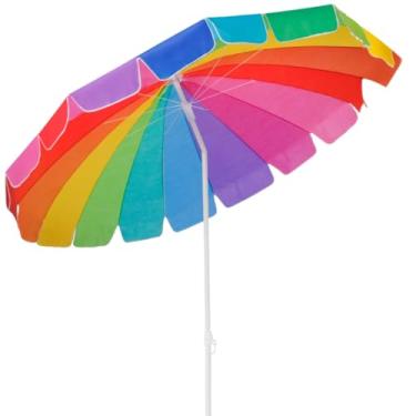 Imagem de Guarda Sol Gigante 220cmx240cm Praia Reforçado Ajustável Piscina Grande + Bolsa de Transporte(Arco Íris)