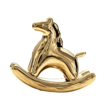 Imagem de Ｂｅｓｇａ Estátua de Cavalo de Balanço para Mesa, Artesanal, Moderna e Elegante, com Acabamento em Galvanoplastia, Peça Colecionável para Sala de Estar ou, Ouro