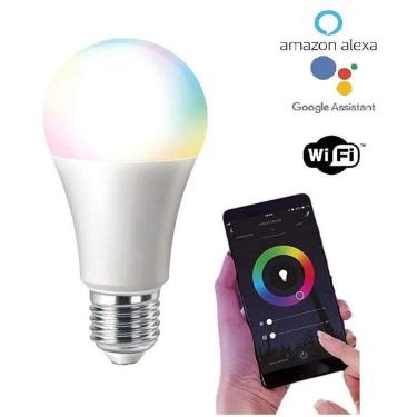 Imagem de Lâmpada Smart Led Wi-fi Inteligente Controle App Alexa Google Assistente Branco/rgb 10w