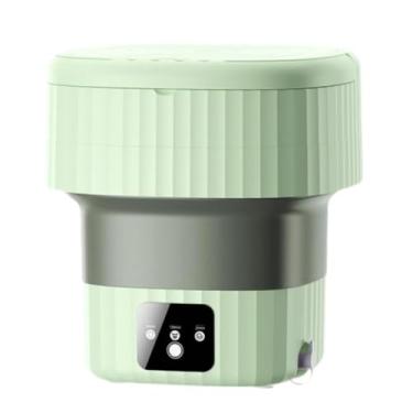 Imagem de HGTRH Máquina de lavar dobrável, mini máquina de lavar portátil 9L com secador de roupas luz azul resistente a emaranhados orifício de drenagem traseira para roupas íntimas e roupas pequenas, verde