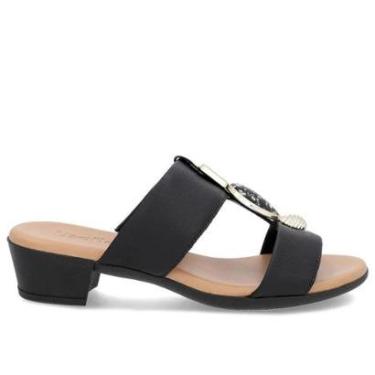 Imagem de Tamanco Salto Bloco Couro Legítimo Pedrarias Usaflex PA02003 Cor:;Tamanho:39-Feminino