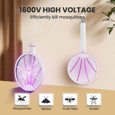 Imagem de Raquete Mata Mosquito Elétrica Com Luz Atrai Mosquito Recarregavel USB