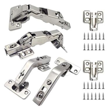Imagem de JinBoCheng Kit de dobradiças de 2 pares de 135 graus e 165 graus para armários de canto de torta, Susan preguiçosa oculta, fecho automático de moldura, encaixe, fechamento lento suave, suporte oculto