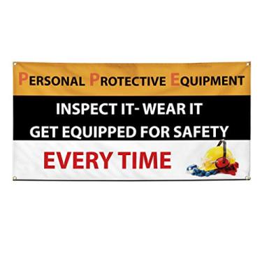 Imagem de Faixa de vinil, vários tamanhos, equipamentos de proteção pessoal, segurança industrial e artesanal, ao ar livre, à prova de intempéries, placas de quintal industriais pretas 4 ilhós 61 x 91 cm