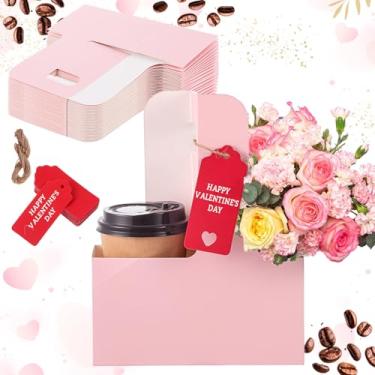 Imagem de MotiMind Pacote com 20, 2 xícaras, porta-bebidas com alça, porta-copos de papelão Kraft, portátil, para dia dos namorados, dia das mães, dia dos professores, para bebidas quentes e frias, suporte de