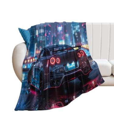 Imagem de HouLaiZhe Cobertor super macio de flanela R35 esportes noite chuvosa neon leve cobertor refrescante para sofá-cama cadeira sofá carro viagem ao ar livre leve quente 127 x 152 cm