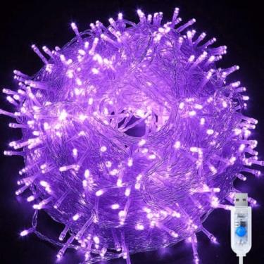 Imagem de YUANHUYUOU Luzes de corda de Natal, 6 m 40 LED USB com IP44 à prova d'água, luzes de corda internas para ambientes externos, luzes de Natal LED (roxo)