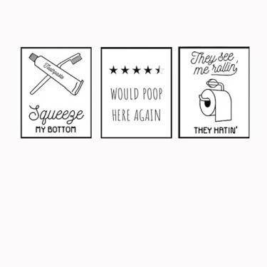 Imagem de PHWWDSUQA 3 peças engraçadas de arte de parede de banheiro, Let The Good Times Roll pôster humor banheiro impressões engraçadas decoração de banheiro pôsteres para dormitório 40 x 61 cm sem moldura