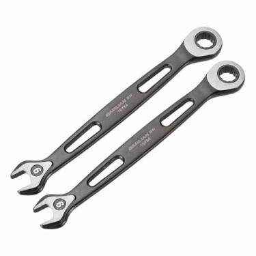 Imagem de HARFINGTON 2 peças chave de catraca 9 mm métrica 12 pontos CR-V eletroforese caixa dupla chave catraca aberta com 72 dentes 5° Swing ferramenta de grau industrial para reparo