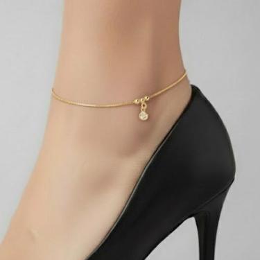 Imagem de Tornozeleira Bola com Ponto de Luz Banhado a Ouro - Almadine Joias