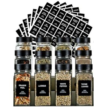 Imagem de 162 adesivos de etiquetas de especiarias, etiquetas brancas pré-impressas para temperos de ervas, organização de despensa de temperos, texto preto minimalista (preto 2)