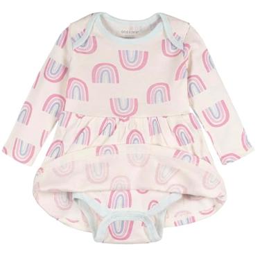 Imagem de Onesies Brand Vestido body de manga comprida para bebês meninas, Arco-íris marfim, 24 Meses