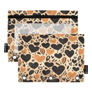 Imagem de Wassud Pacote com 2 pastas de fichário com coração preto e amarelo, pastas de bolso com 3 furos, organizador de fichários para casa, escritório