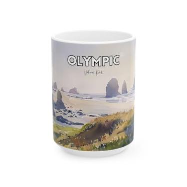 Imagem de Scacco Matto Caneca Parque Nacional Olímpico – Shi Shi Beach Aquarela Design Costeiro – Presente para Amantes da Natureza – Xícara de Café Cerâmica – 325 g