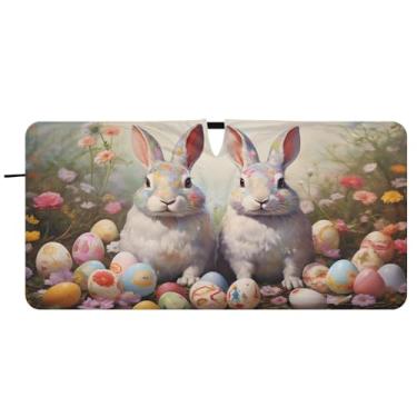 Imagem de CEBUGI Para-brisa de carro dobrável sombra de sol coelhinhos da páscoa persianas de janela de carro guarda-chuva dianteiro para-brisa para-sol para acessórios de carro legal bloqueador solar refletivo