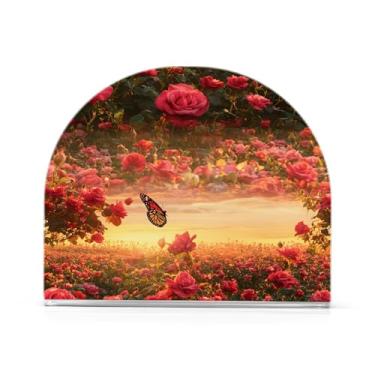 Imagem de STAYTOP Porta-guardanapos, lindos porta-guardanapos de jardim de rosas para mesas cozinha restaurante decoração de casa, suporte decorativo moderno para guardanapos de coquetel de papel de jantar