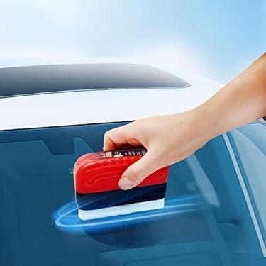 Imagem de Limpador de para-brisa à prova d'água e neblina, lâmina repelente de água de resina ABS com esponja de aplicação, para vidros e espelhos de carro, desumidificador de superfície e raspador de chuva