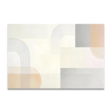 Imagem de Arte em tela minimalista horizontalista simplificada: Serenidade tons neutros grande área em branco para decoração de espaço calmo 60 x 90 cm sem moldura