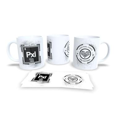 Imagem de Caneca de Cerâmica Branca com Estampa Geek, Design Elementos Periódicos e Nerd por Escolha, Tema Científico (15048)