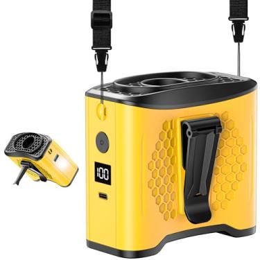 Imagem de Ventilador de cintura portátil com bateria de 10.0000 mAh e carregamento móvel, ventilador de mãos livres para pescoço/mesa | 4 velocidades de resfriamento 22H, luz SOS, visor LCD, carregamento rápido