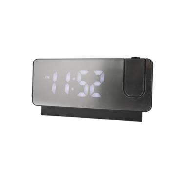 Imagem de Relógio Despertador Digital LED, Display Espelhado, Projetor de Hora, USB Tipo C, Termômetro, 18.5x9x4cm, Branco e Vermelho