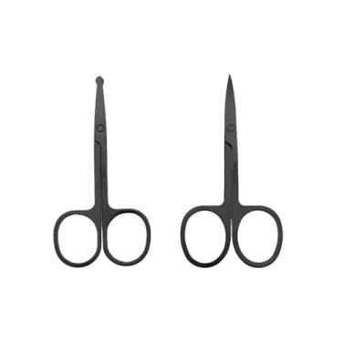 Imagem de Tesoura de cabelo de nariz de sobrancelha, pacote com 2 unidades, aparador de aço inoxidável, ferramenta de cuidados pessoais