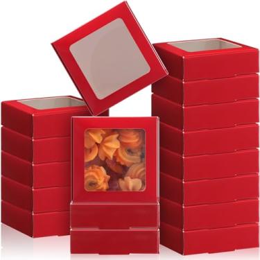 Imagem de Zonon 30 caixas de papel kraft com janela 10 x 10 x 3 cm, embalagens de doces, pequenas caixas de presente, suporte de sabonete, mini embalagem de petiscos para exibição de joias de chocolate de