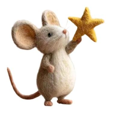 Imagem de Ｂｅｓｇａ Ratinhos de feltro feitos à mão com estrela, enfeites criativos de Natal em miniatura para ambientes internos, estatueta encantadora para quarto, Style a