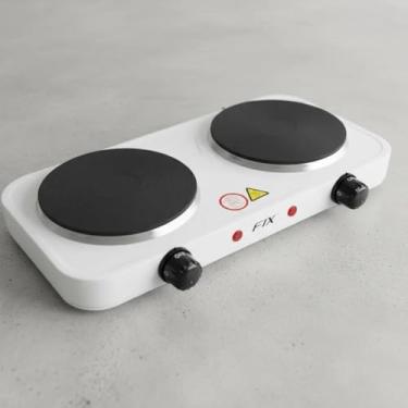 Imagem de Fogão Portátil Elétrico 2 Bocas, 2000 Watts, 110v, Revestimento Antiaderente, 5 Níveis de Temperatura, 43x21x4cm