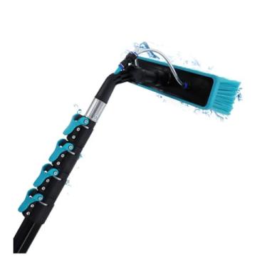 Imagem de SPXMQSS Escova de limpeza de janela de painel solar e haste telescópica escova de limpeza de janela equipamento de limpeza de telhado mastro de limpeza extensível alimentado por água com ângulo