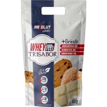 Imagem de Absolut Nutrition, Whey 100% Pure, 20 gramas de proteína, adoçado com stevia, TriSabor, Sabor beijinho de coco, cookies, chocolate, Pouch, 900 gramas