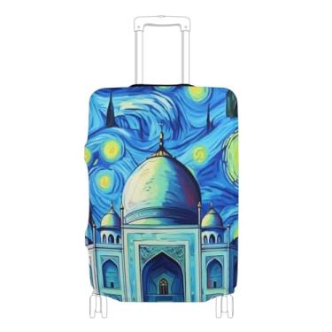 Imagem de Joisal Palácio Estrelado Azul Protetor de Bagagem Capa de Mala Bonito Personalizado Acessórios de Viagem Capa Terno, P, Serve para Capa de 45-50 cm, Palácio estrelado azul, L 26-28 in, Capa de mala